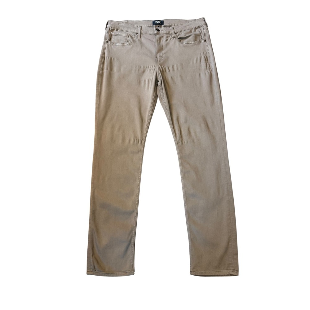 Paige Lennox Slim Fit Pants Mens 36 Khaki Sand Tan W7489 Five Pocket Trousers